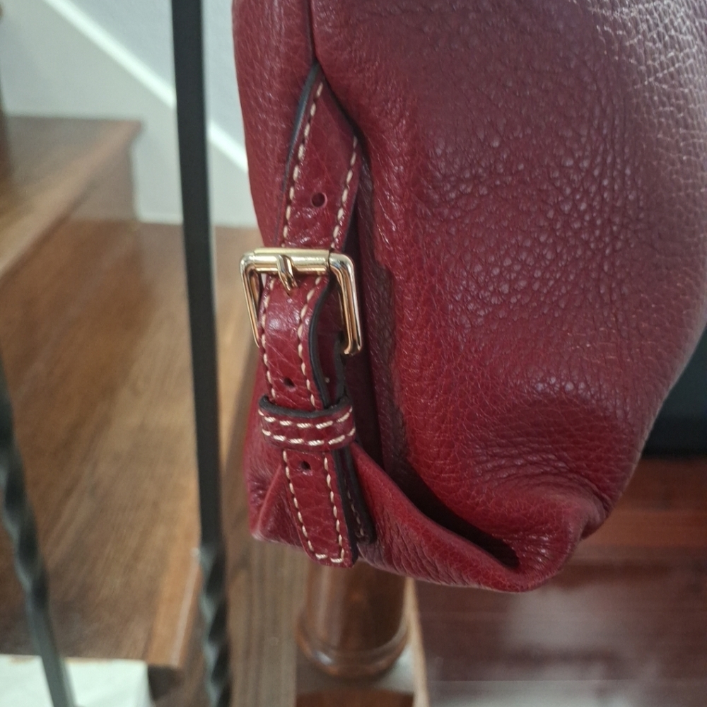 Dooney & Bourke Deep Red Pebbled Leather Shoulder Bag - Picture 7 of 14
